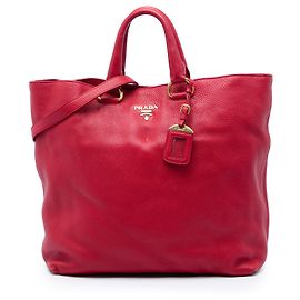 Tote Open Convertible rosso in Vitello Daino Prada