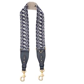 Dior Blue Oblique bestickte Canvas-Taschenriemen