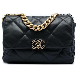 Chanel Black Large Lambskin 19 Flap