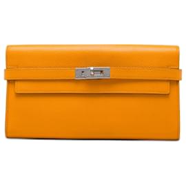 Hermès Kelly Longue Portemonnaie aus Epsom Leder Orange
