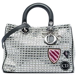 Borsa Diorissimo in tweed metallizzato argento taglia Medium