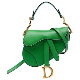 Borsa Saddle in micro pelle di capra verde Dior
