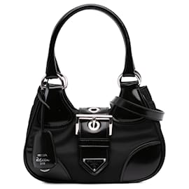 Borsa Prada Black Re Nylon e pelle di vitello lucida Re Edition 2002 Moon