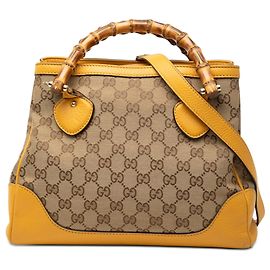 Borsa Tote Gucci Beige GG Canvas Bamboo Diana con Manico Superiore