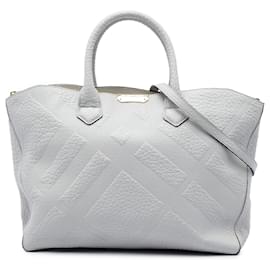 Borsa Burberry Gray Elephant Embossed Calfskin Check Dewsbury