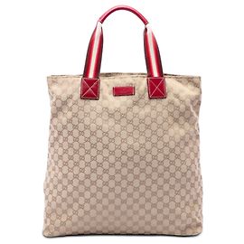 Gucci Beige GG Canvas Web Vertical Tote