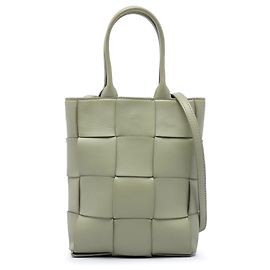 Bottega Veneta Borsa Tote North South Cassette Mini Maxi in nappa Intrecciato verde