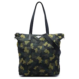 Satchel Prada Green Tessuto Stampato