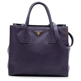Borsa Tote Aperta Convertibile Prada Purple Vitello Daino