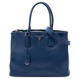 Bolsa Tote Prada Blue Medium Soft Calf Galleria Double Zip