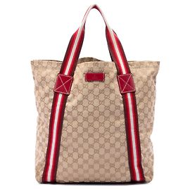 Gucci Beige GG Canvas Web Tote