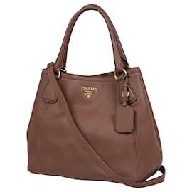 Borsa tote Prada in pelle marrone con logo