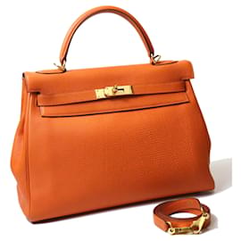 Borsa Hermes Kelly 32 in pelle Togo Arancione - Hermès