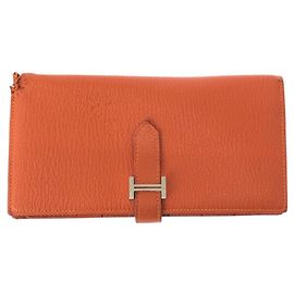 Hermès Hermes Bearn Soufflé Geldbörse Orange