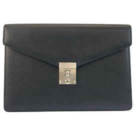 Salvatore Ferragamo Men's Black Leather Clutch Bag