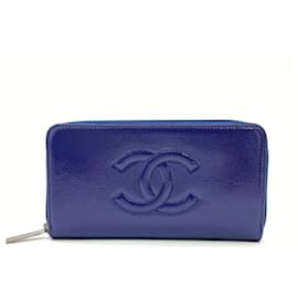 Cartera larga de cuero con cremallera y logotipo Coco Mark de Chanel