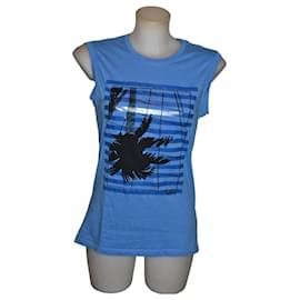 T-shirt Kenzo blu con stampa palma