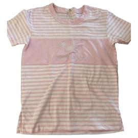 Courreges T-shirt às riscas Courrèges rosa e branco
