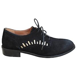 Mellow Yellow Derby in scamosciato nero con dettagli oro