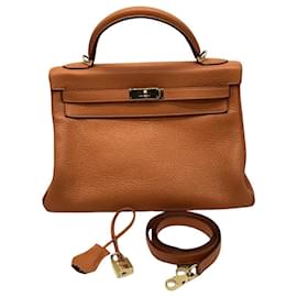 Hermès Hermes Kelly Orange Gulliver con Hardware Gold 32