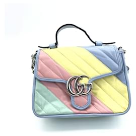 Mini borsa Gucci GG Marmont Top Handle Flap Diagonal Quilted Leather