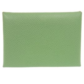 Porta-moedas Calvi Duo em couro Epsom verde Hermès