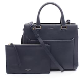 Sac à main en cuir bleu marine Yves Saint Laurent