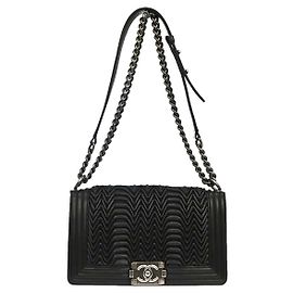 Chanel Boy Flap 3D Pleated Leather Old Medium