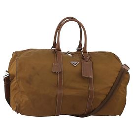 Borsa Boston PRADA Nylon 2way Marrone Argento Auth 189699
