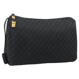 Clutch LOEWE Anagram in tela nera con dettagli in tono oro Auth ep15245