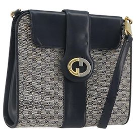 Bolsa de Ombro GUCCI Micro GG Canvas Navy Gold Tone Auth ep15230