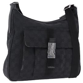 GUCCI GG Canvas Schultertasche Schwarz Silber 131211 Auth 193541