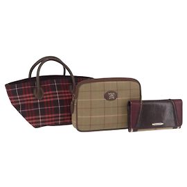 Burberry Nova Check Blue Label Nylon Tasche 3er Set Braun Rot Original am11993