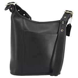 Borsa a Spalla Coach in Pelle Nera e Oro Auth 191112
