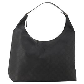 GUCCI GG Canvas Shoulder Bag Nylon Black Silver 012 0384 8 Auth 190125