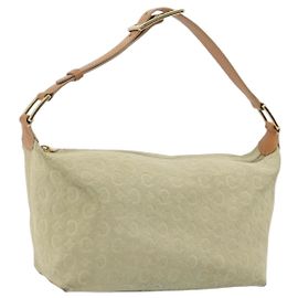 Céline Borsa CELINE C Macadam Scamosa Beige Tonalità Oro Autentica ep15402
