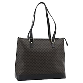 Céline Borsa Tote CELINE Macadam Canvas PVC Pelle Nera Oro Auth 191826V