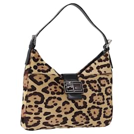 Borsa FENDI Mamma Baguette stampa leopardata in pelle Harako Beige Argento Autentica am12004SM - Fendi
