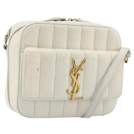 Borsa a Spalla SAINT LAURENT in Pelle Bianca e Oro Auth bs36294