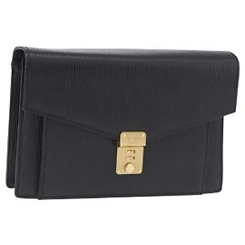 Clutch VALENTINO in pelle nera e oro Auth 191140