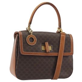 Céline CELINE Borsa Macadam PVC Pelle 2way Marrone Tonalità Oro ki6704
