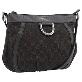 Borsa a Spalla GUCCI GG Canvas Outlet Marrone Argento 265691 Auth ep15359