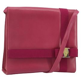 Borsa a tracolla Salvatore Ferragamo Vala in pelle rosa oro autentica 193072