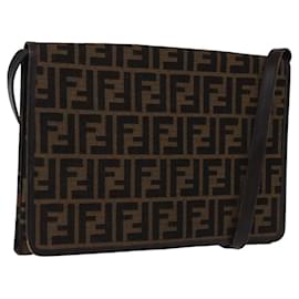 Borsa a Spalla FENDI Zucca Canvas Marrone Oro Auth 192615 - Fendi
