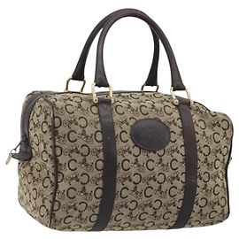 Céline Borsa Boston CELINE C Sulky in tela beige con dettagli dorati Auth 192838