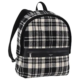 Mochila SAINT LAURENT de lana negra con detalles plateados Auth 193512V