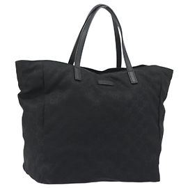 Borsa Tote GUCCI GG Canvas Nylon Nero Oro 282439 Auth ep15602