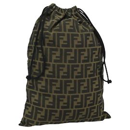Pochette FENDI Zucca Canvas Nero Marrone Auth 194034A