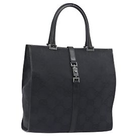 Borsa Tote GUCCI GG Canvas Nera Argento 002 1064 3444 Auth am12094V