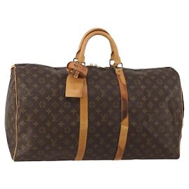 LOUIS VUITTON Monogram Keepall 55 Boston Bag M41424 LV Auth bs36244